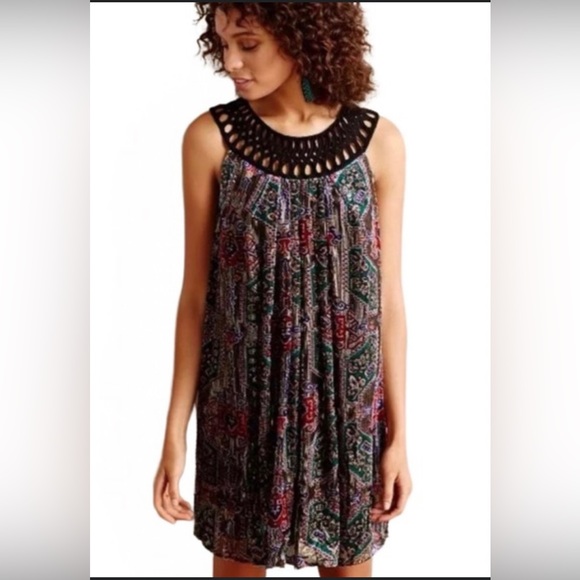 Anthropologie Moulinette Soeurs Linnea Silk Blend Velvet Burnout mini dress S - Picture 2 of 12